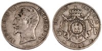 France 5 Francs Coin, Napoleon III, Napoléon III, Lyon -