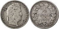 France 1/2 Franc Coin, Louis-Philippe, Lille, Silver -