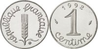 France Centime Coin, Épi, Stainless Steel, KM:928 -