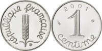France Centime Coin, Épi, Stainless Steel, KM:928 -