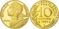 France 10 Centimes Coin, Marianne, Aluminum-Bronze, KM:929 -