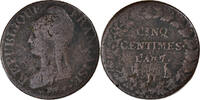 France 5 Centimes Coin, Dupré, Lyon, Bronze, KM:640.5 -