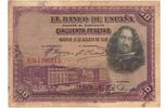Spain 50 Pesetas Banknote, 1928-08-15, KM:75b -