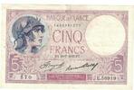 France 5 Francs 1933 Violet, E.56919, Fayette:3.17, KM:72e SS+ 12,95 EUR  Excl. 4,95 EUR Verzending