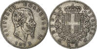 Italy 5 Lire Vittorio Emanuele II, Milan, Silver, KM:8 -