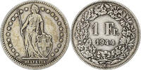 Switzerland 1 Franc Helvetia, Bern, Silver, KM:24 -