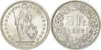 Switzerland 2 Francs Helvetia, Bern, Silver, KM:21 -