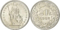 Switzerland 2 Francs Helvetia, Bern, Silver, KM:21 -