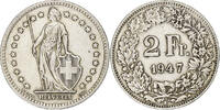Switzerland 2 Francs Helvetia, Bern, Silver, KM:21 -