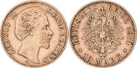 German States 10 Mark BAVARIA, Ludwig II, Munich, Gold -
