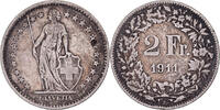 Switzerland 2 Francs Bern, Silver, KM:21 -