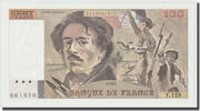 France 100 Francs Delacroix, Fayette:69.12, KM:154d -