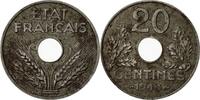 France 20 Centimes Coin, État français, Paris, Iron -