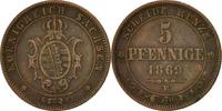 German States 5 Pfennig Coin, SAXONY-ALBERTINE, Johann -