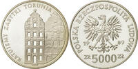 Poland 5000 Zlotych Coin, Warsaw, Silver, KM:192 -