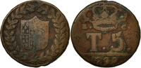 ITALIAN STATES 5 Tornesi Coin, NAPLES, Ferdinando IV, Copper -