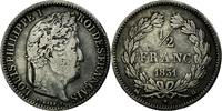 France 1/2 Franc Coin, Louis-Philippe, Rouen, Silver -