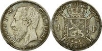 Belgium Franc Coin, Leopold II, Silver, KM:28.1 -