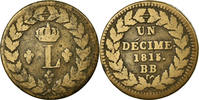 France Decime Coin, Louis XVIII, Strasbourg, Bronze, KM:701 -