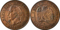 France 2 Centimes Coin, Napoleon III, Napoléon III, Strasbourg -