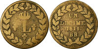 France Decime Coin, Louis XVIII, Strasbourg, Bronze, KM:701 -