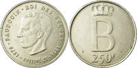 Belgium 250 Francs, 250 Frank Coin, Brussels, Silver -