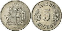 Iceland 5 Kronur Coin, Copper-nickel, KM:18 -