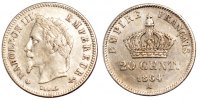 France 20 Centimes Coin, Napoleon III, Napoléon III, Paris -