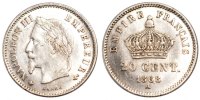 France 20 Centimes Coin, Napoleon III, Napoléon III, Paris -