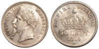 France 50 Centimes Coin, Napoleon III, Napoléon III, Strasbourg -