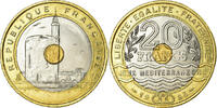France 20 Francs Coin, Jeux Méditerranéens, Tri-Metallic -