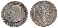 Albania 5 Lek Coin, Vittorio Emanuele III, Rome, Silver -