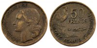 France 50 Francs Coin, Guiraud, Aluminum-Bronze, Gadoury:880 -