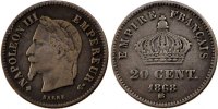 France 20 Centimes Coin, Napoleon III, Napoléon III, Strasbourg -