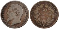 France 50 Centimes Coin, Napoleon III, Napoléon III, Paris -
