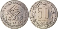 EQUATORIAL AFRICAN STATES 50 Francs Coin, Paris, Nickel -