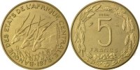 Central African States 5 Francs Coin, Paris, Aluminum-Bronze -