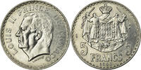 Monaco 5 Francs Coin, Louis II, Aluminum, KM:122 -