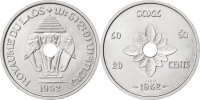 Lao 20 Cents Coin, Sisavang Vong, Aluminium, KM:E2 -