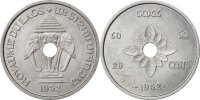 Lao 20 Cents Coin, Sisavang Vong, Aluminium, Lecompte:5 -