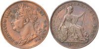 Great Britain Farthing Coin, George IV, Copper, KM:677 -