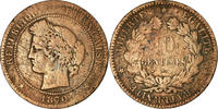 France 10 Centimes Coin, Cérès, Paris, Petit A, Bronze -