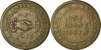 Great Britain Penny Token Coin, Warwickshire, Birmingham & Risca -