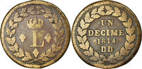France Decime Coin, Louis XVIII, Strasbourg, Bronze, KM:701 -