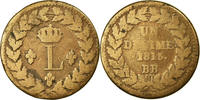 France Decime Coin, Louis XVIII, Strasbourg, Bronze, KM:701 -
