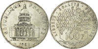 France 100 Francs Coin, Panthéon, Paris, Silver, KM:951.1 -