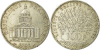 France 100 Francs Coin, Panthéon, Paris, Silver, KM:951.1 -