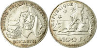 France 100 Francs Coin, Descartes, Silver, KM:996 -