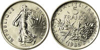 France 5 Francs Coin, Semeuse, Paris, Nickel Clad -