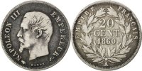 France 20 Centimes Coin, Napoleon III, Napoléon III, Paris -